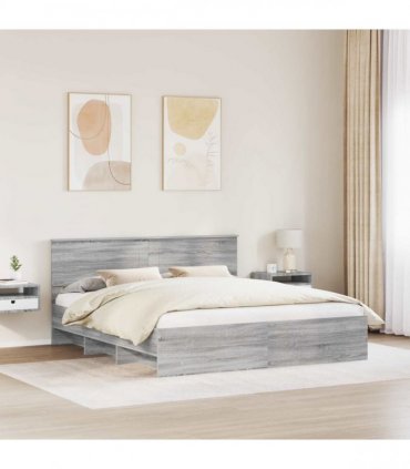 vidaXL Bed Frame Grey Sonoma 180 x 200 cm Engineered Wood