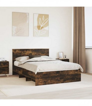 vidaXL Bed Frame Smoked Oak 150 x 200 cm Engineered Wood