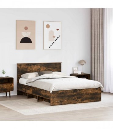 vidaXL Bed Frame Smoked Oak 150 x 200 cm Engineered Wood