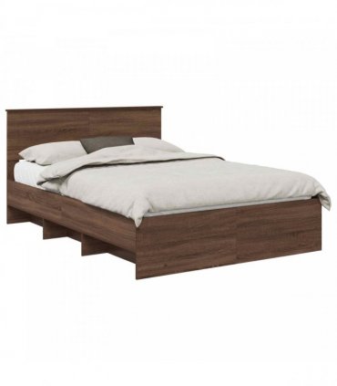 vidaXL Bed Frame with Headboard Brown Oak 150 x 200 cm Engineered Wood