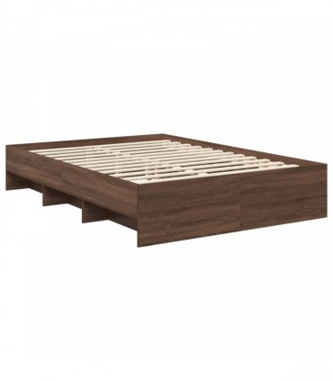 vidaXL Bed Frame with Headboard Brown Oak 150 x 200 cm Engineered Wood
