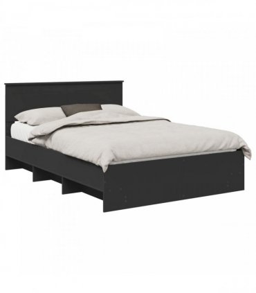 vidaXL Bed Frame with Headboard Black 140 x 200 cm Engineered Wood