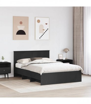 vidaXL Bed Frame with Headboard Black 140 x 200 cm Engineered Wood