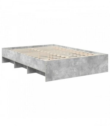 vidaXL Bed Frame Concrete Grey 140 x 200 cm Engineered Wood