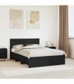 vidaXL Bed Frame with Headboard Black 140 x 200 cm Engineered Wood