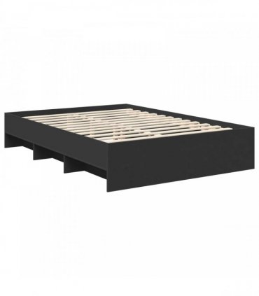vidaXL Bed Frame with Headboard Black 140 x 200 cm Engineered Wood