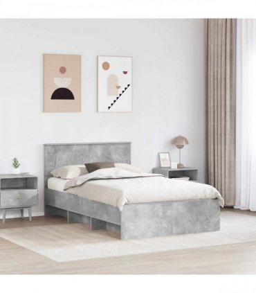 vidaXL Bed Frame Concrete Grey 135 x 190 cm Engineered Wood