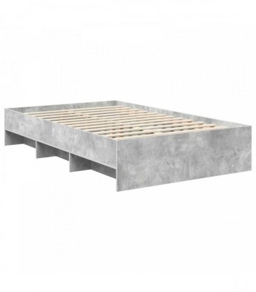 vidaXL Bed Frame Concrete Grey 135 x 190 cm Engineered Wood