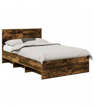 vidaXL Bed Frame Smoked Oak 135 x 190 cm Engineered Wood
