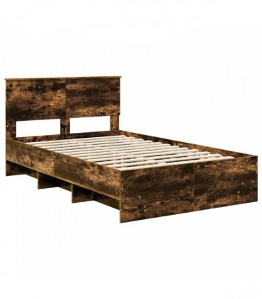 vidaXL Bed Frame Smoked Oak 135 x 190 cm Engineered Wood