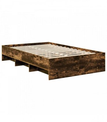 vidaXL Bed Frame Smoked Oak 135 x 190 cm Engineered Wood