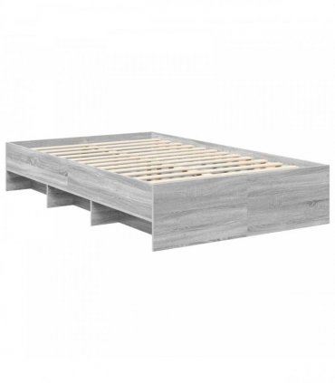 vidaXL Bed Frame Grey Sonoma 135 x 190 cm Engineered Wood