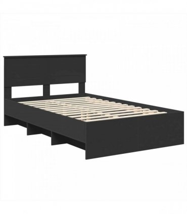 vidaXL Bed Frame Black 120 x 190 cm Engineered Wood