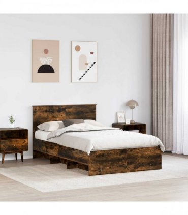 vidaXL Bed Frame Smoked Oak 120 x 190 cm Engineered Wood