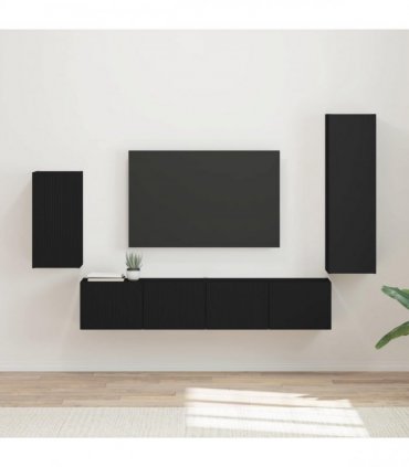 vidaXL TV Cabinet Set 4 pcs 31 x 30 x 100 cm Black