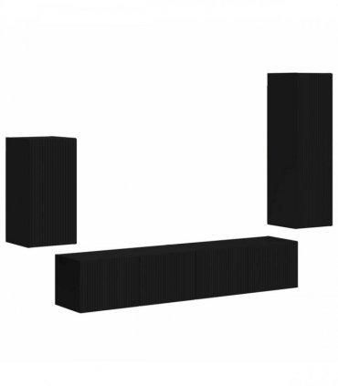 vidaXL TV Cabinet Set 4 pcs 31 x 30 x 100 cm Black