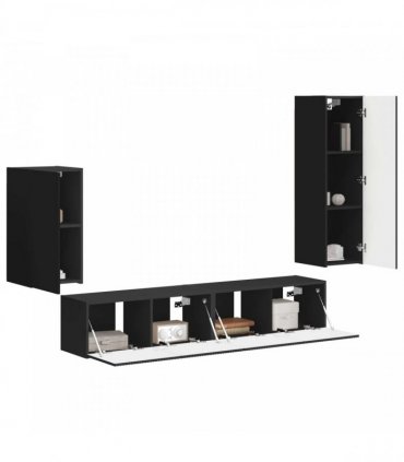 vidaXL TV Cabinet Set 4 pcs 31 x 30 x 100 cm Black