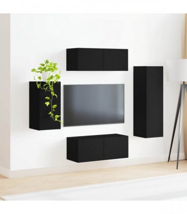 vidaXL TV Cabinet Set 4 pcs 31 x 30 x 100 cm Black