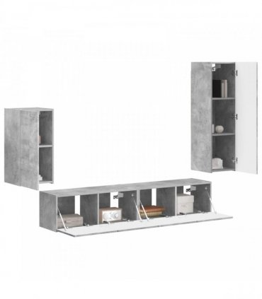 vidaXL TV Cabinet Set 4 pcs Concrete Grey Engineered Wood