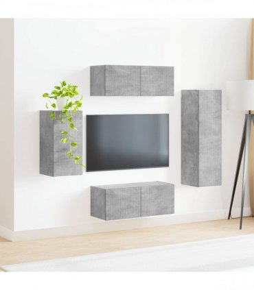 vidaXL TV Cabinet Set 4 pcs Concrete Grey Engineered Wood