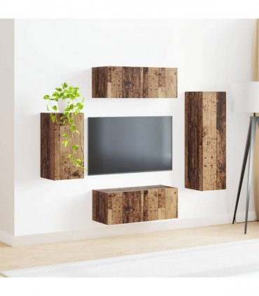 vidaXL TV Cabinet Set 4 pcs 31 x 30 x 100 cm Old Wood