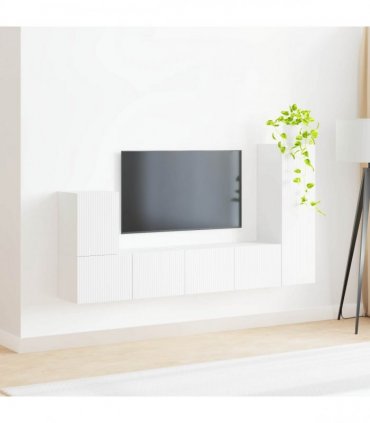 vidaXL TV Cabinet Set 3 pcs White Engineered Wood