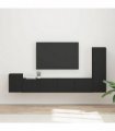 vidaXL TV Cabinet Set 3 pcs Black Engineered Wood