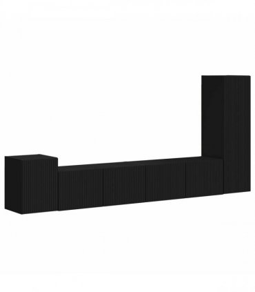 vidaXL TV Cabinet Set 3 pcs Black Engineered Wood