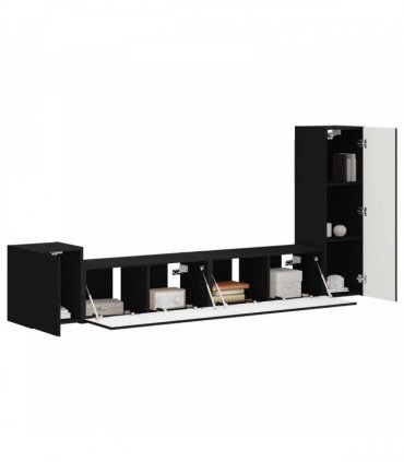 vidaXL TV Cabinet Set 3 pcs Black Engineered Wood