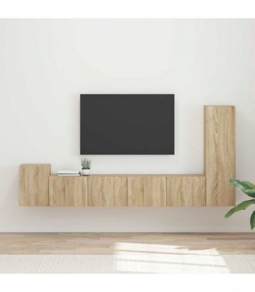 vidaXL TV Cabinet Set 3 pcs Sonoma Oak Engineered Wood