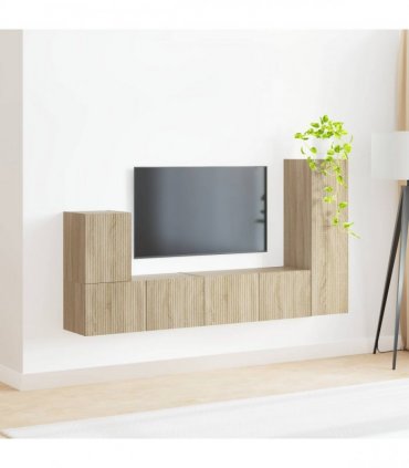 vidaXL TV Cabinet Set 3 pcs Sonoma Oak Engineered Wood