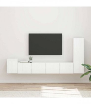 vidaXL TV Cabinet Set 3 pcs High Gloss White Engineered Wood