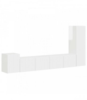 vidaXL TV Cabinet Set 3 pcs High Gloss White Engineered Wood