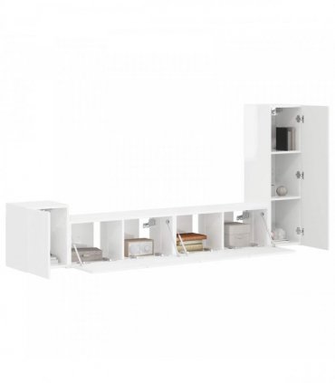 vidaXL TV Cabinet Set 3 pcs High Gloss White Engineered Wood