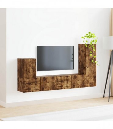 vidaXL TV Cabinet Set 3 pcs Smoked Oak Engineered Wood