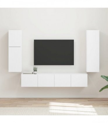 vidaXL TV Cabinet Set 4 pcs White Engineered Wood