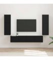 vidaXL TV Cabinet Set 4 pcs Black Engineered Wood