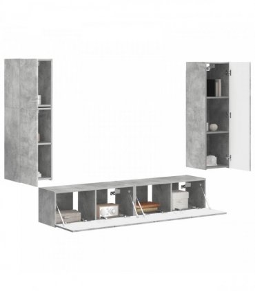 vidaXL TV Cabinet Set 4 pcs Concrete Grey Engineered Wood
