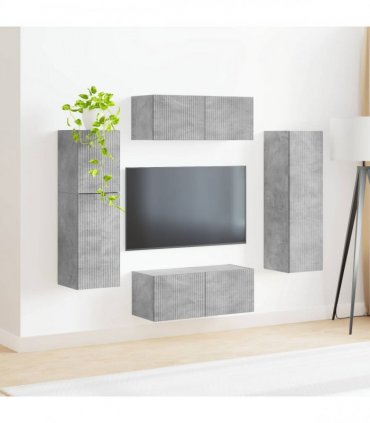 vidaXL TV Cabinet Set 4 pcs Concrete Grey Engineered Wood