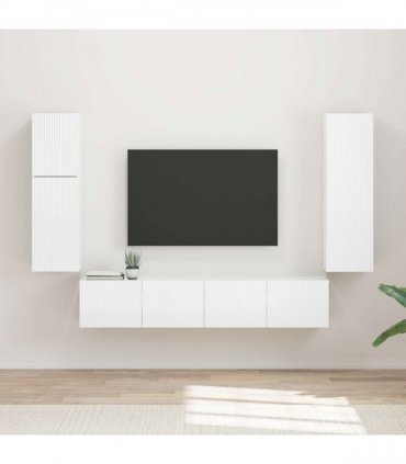 vidaXL TV Cabinet Set 4 pcs High Gloss White Engineered Wood