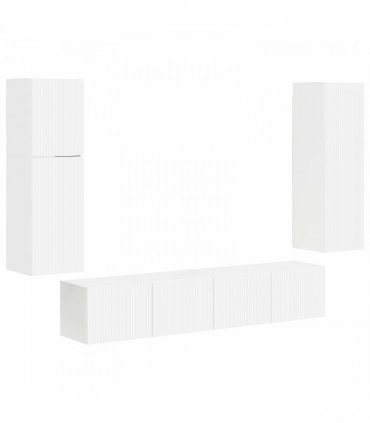 vidaXL TV Cabinet Set 4 pcs High Gloss White Engineered Wood