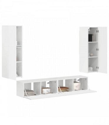 vidaXL TV Cabinet Set 4 pcs High Gloss White Engineered Wood