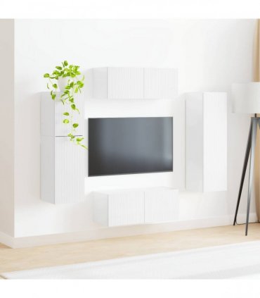 vidaXL TV Cabinet Set 4 pcs High Gloss White Engineered Wood
