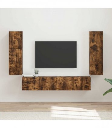 vidaXL TV Cabinet Set 4 pcs Smoked Oak Engineered Wood