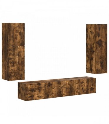 vidaXL TV Cabinet Set 4 pcs Smoked Oak Engineered Wood