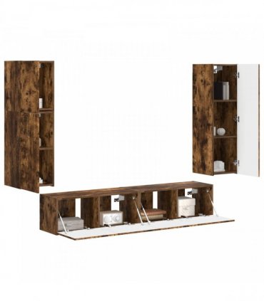 vidaXL TV Cabinet Set 4 pcs Smoked Oak Engineered Wood