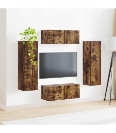 vidaXL TV Cabinet Set 4 pcs Smoked Oak Engineered Wood
