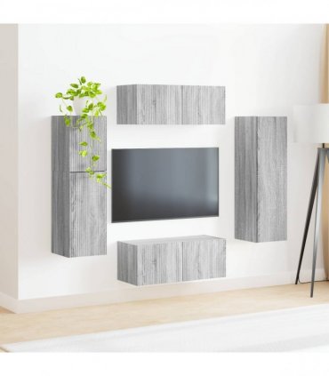 vidaXL TV Cabinet Set 4 pcs Grey Sonoma Engineered Wood
