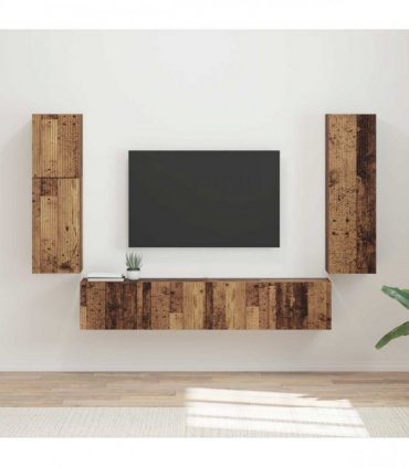 vidaXL TV Cabinet Set 4 pcs Old Wood Engineered Wood