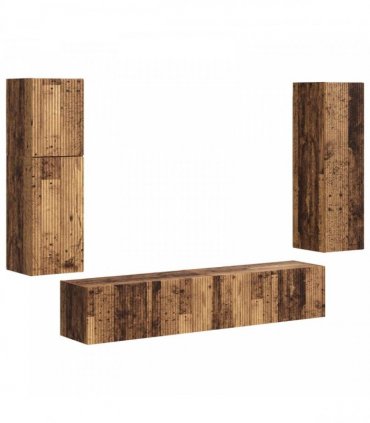 vidaXL TV Cabinet Set 4 pcs Old Wood Engineered Wood